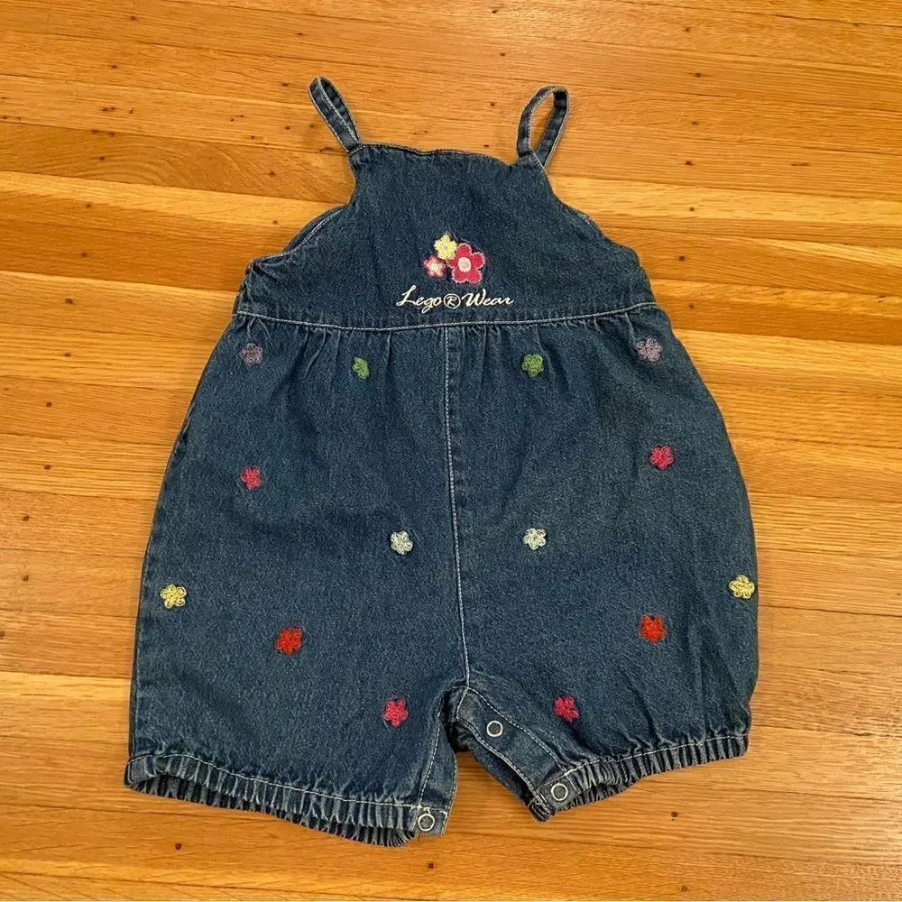 Lego Vintage denim embroidered flower romper